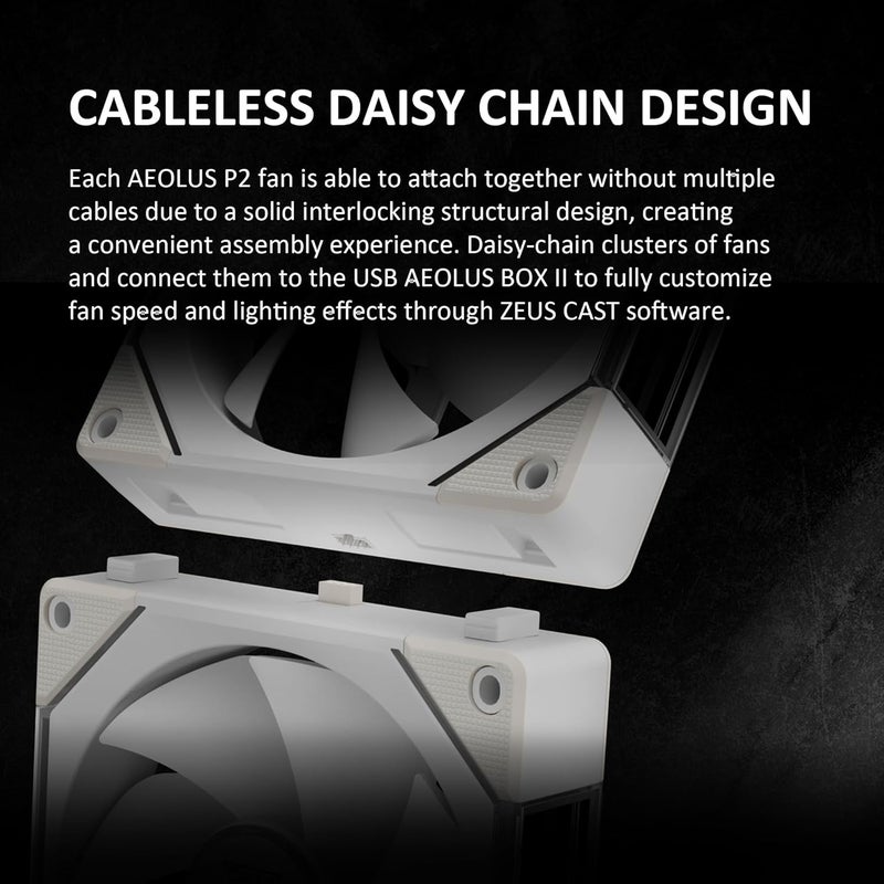 GAMDIAS AEOLUS P2-1203 120mm ARGB PWM Fan (3 Pack, no Hub), Include Reverse Fan Blade x3 & Controller, ARGB Sync, Easy Installation & Cabless Daisy-Chain Design, Silent Operation, Up to 2400RPM, White - Image 3
